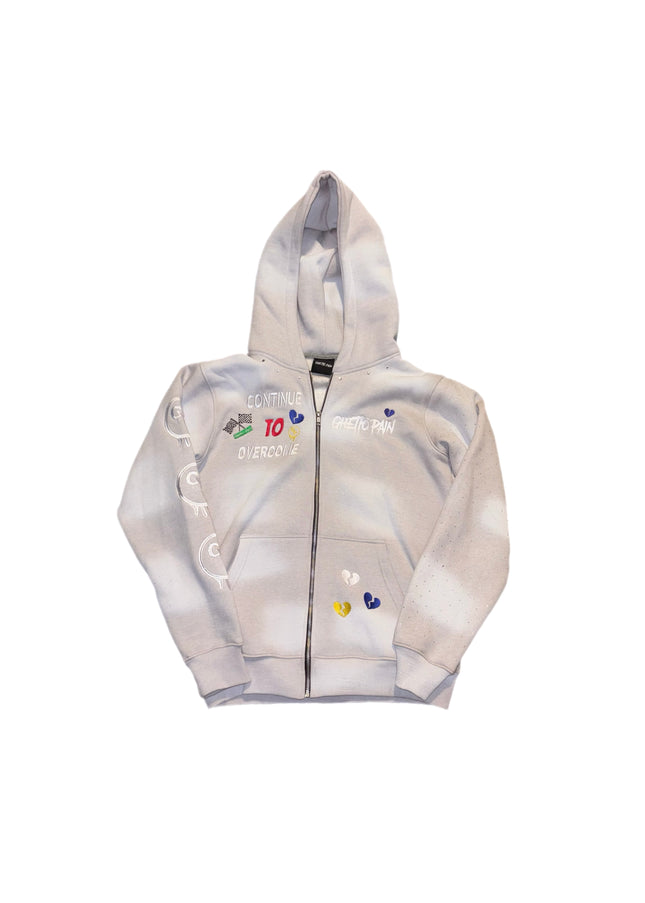 Grey (rhinestones) zip up