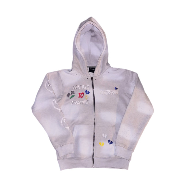 Grey (rhinestones) zip up