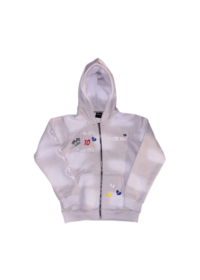 Grey (rhinestones) zip up