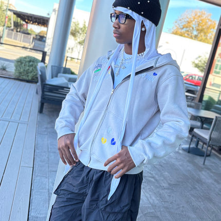 Grey (rhinestones) zip up