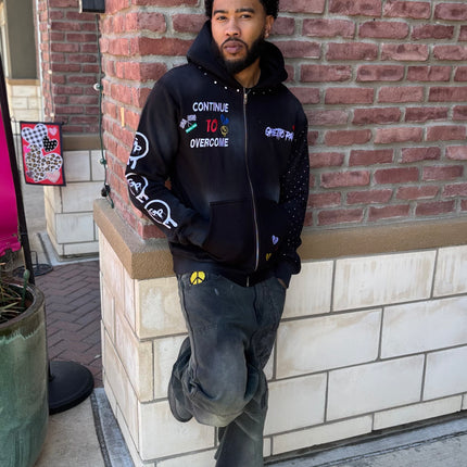 Black (rhinestones) zip up