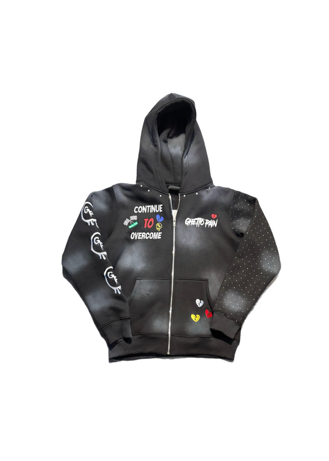 Black (rhinestones) zip up