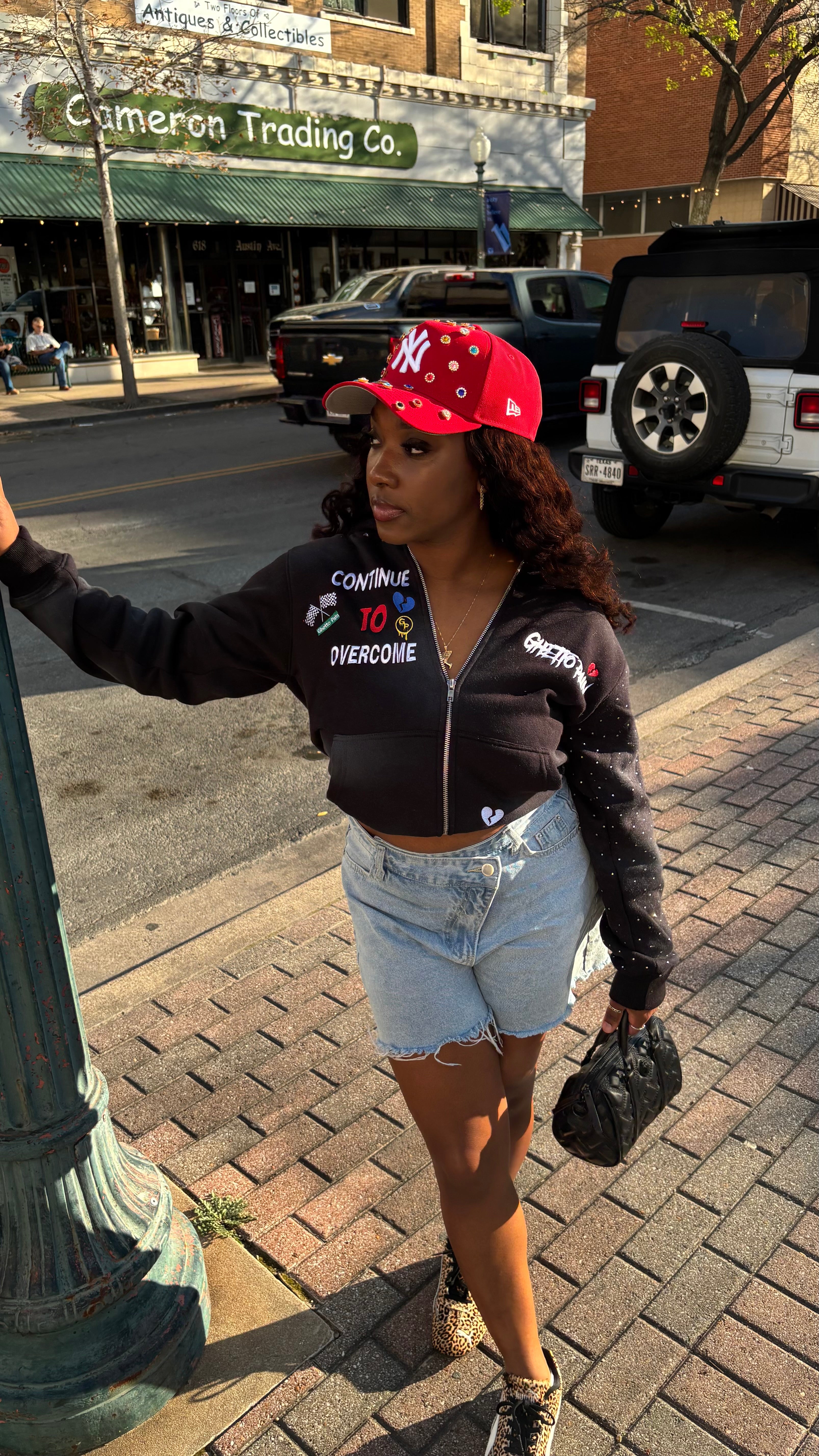 Black (rhinestones) zip up